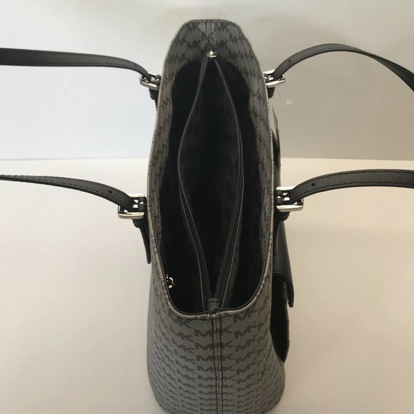 MICHAEL KORS JET SET LARGE POCKET MF TOTE BLACK - Picture 6 of 16